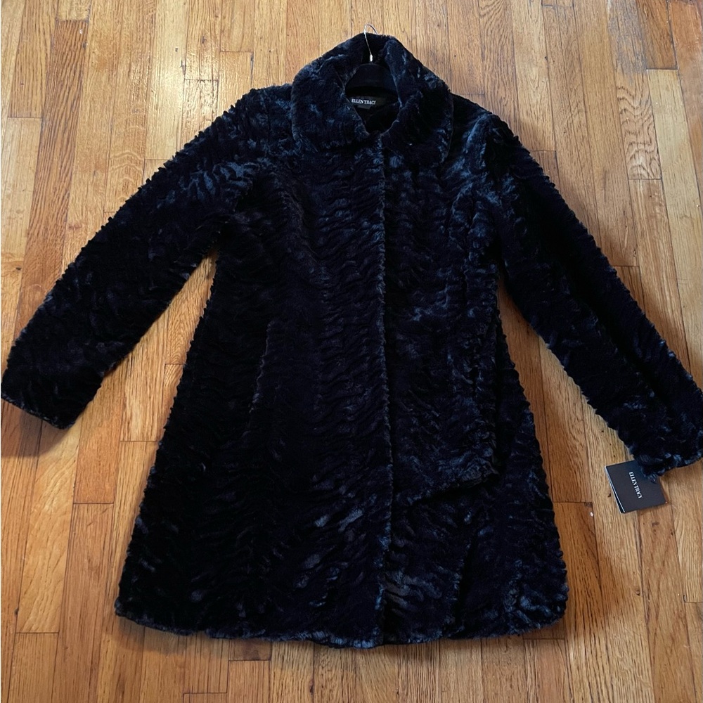 Luxurious Black Faux Fur Coat NWT